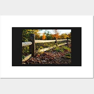 Rustic Wooden Fence in Autumn Posters and Art